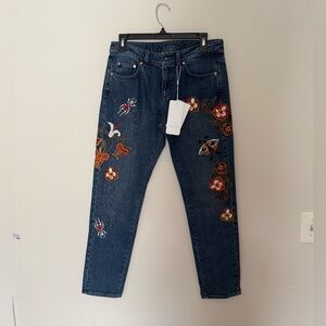 Escada Dark Blue Embroidered Sexy Boyfriend Jeans